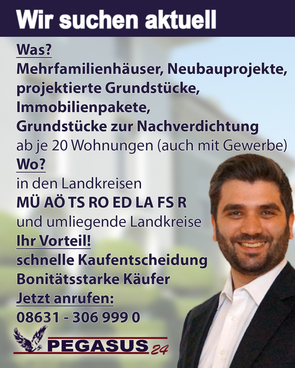 Wir suchen aktuell folgende Immobilien